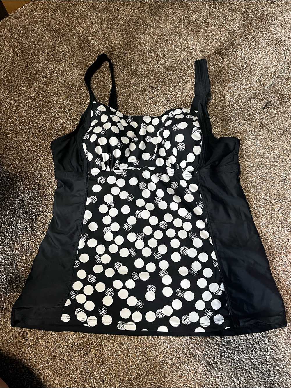 St. John's Bay Black & White Polka Dot Tankini Top